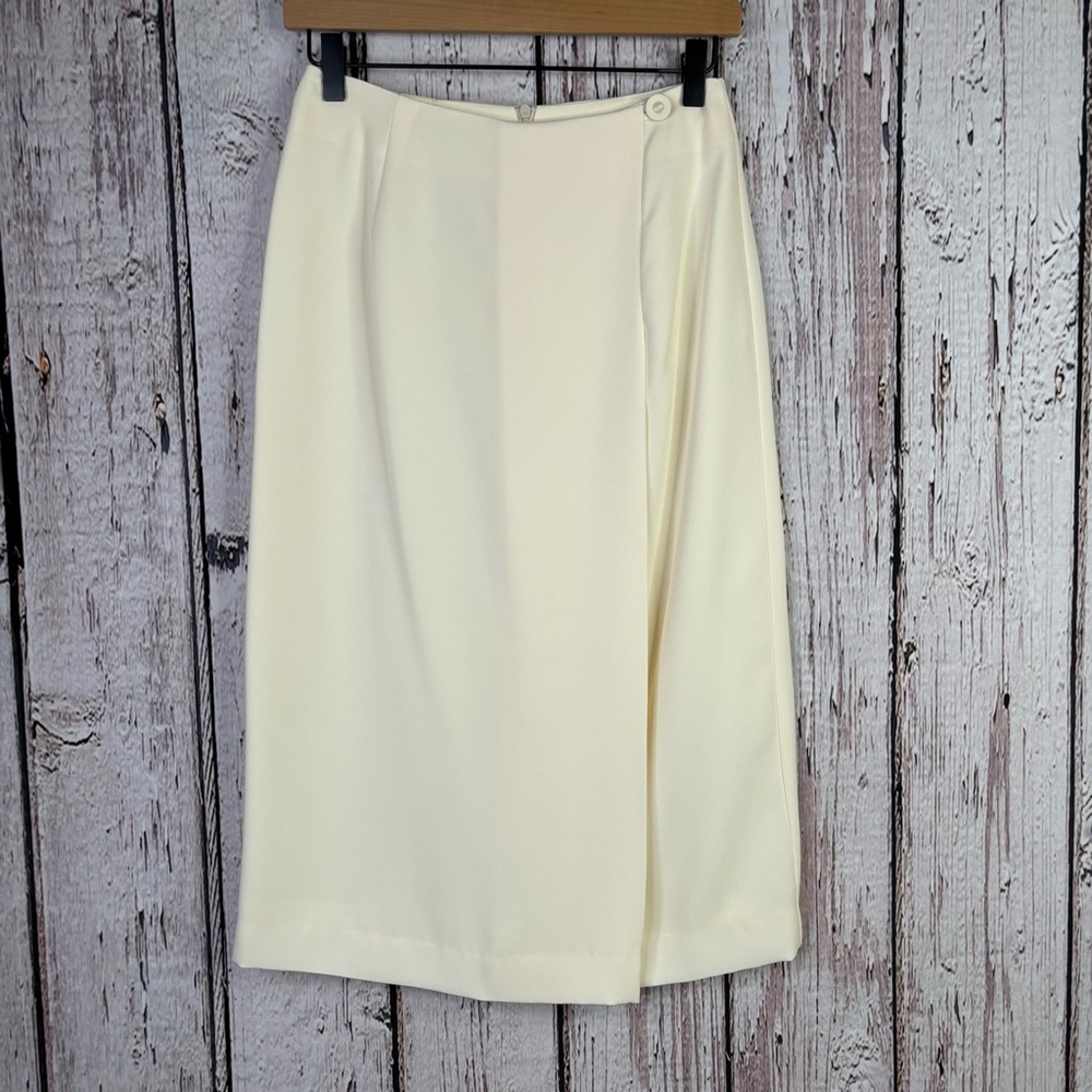 David Brooks Vintage 1990s Ivory Lined Midi-Length Straight Skirt Sz 6 *Measure*